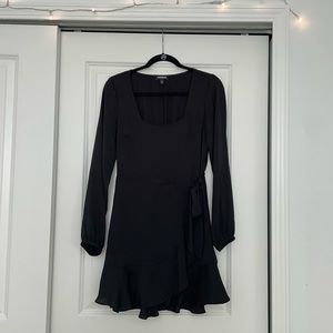 Express black long-sleeved satin dress
